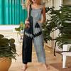 Women's Fashion Halloween Print Casual Vintage Sleeveless Button Jumpsuit