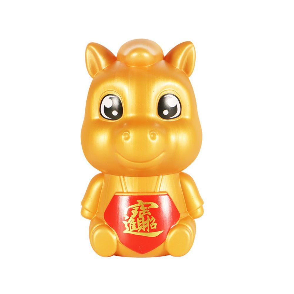 Langlebiges goldenes Cartoon-Sparschwein, verdickt, sturzsicher, Tierkreiszeichen Pferd, Münzglas, langlebige Glücksmünz-Spardose, Geschenk