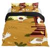 Chicken Duvet Cover King Queen Size Watercolor Rooster Bedding Set for Kids Teens Adults Farm Animal Polyester Comforter Cover