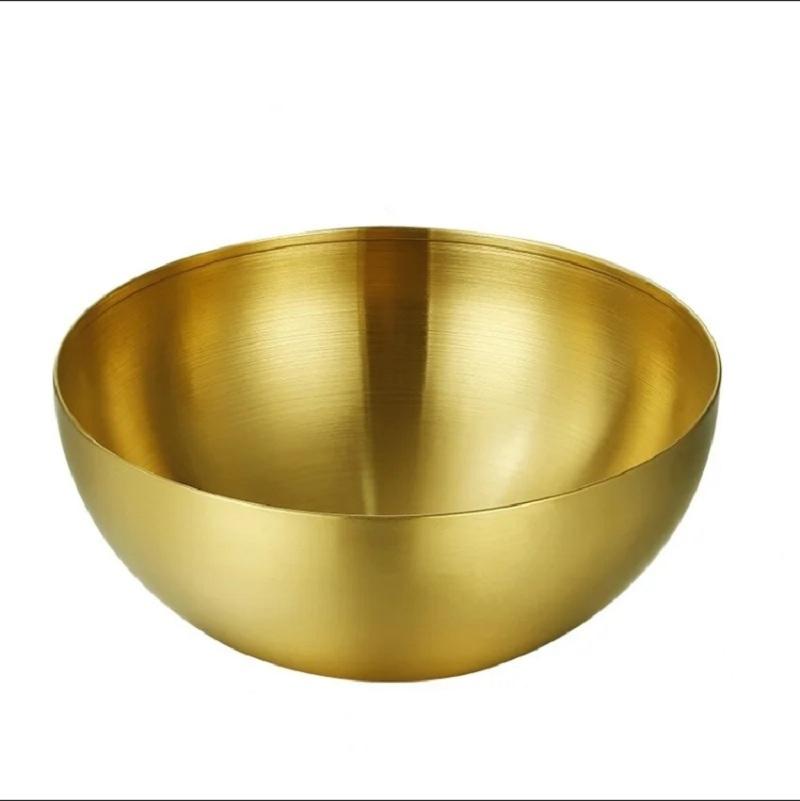 

Горячее Золото Миски для Смешивания Нержавеющая Сталь Миски для Фруктового Салата Суповая Миска для Риса Лапши Рамена Кухонная Посуда Утварь Контейнер для Еды 25cm золотой