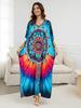 European-American Cotton Tie-Dye Beach Dress: Loose Robe & Bikini Cover-Up