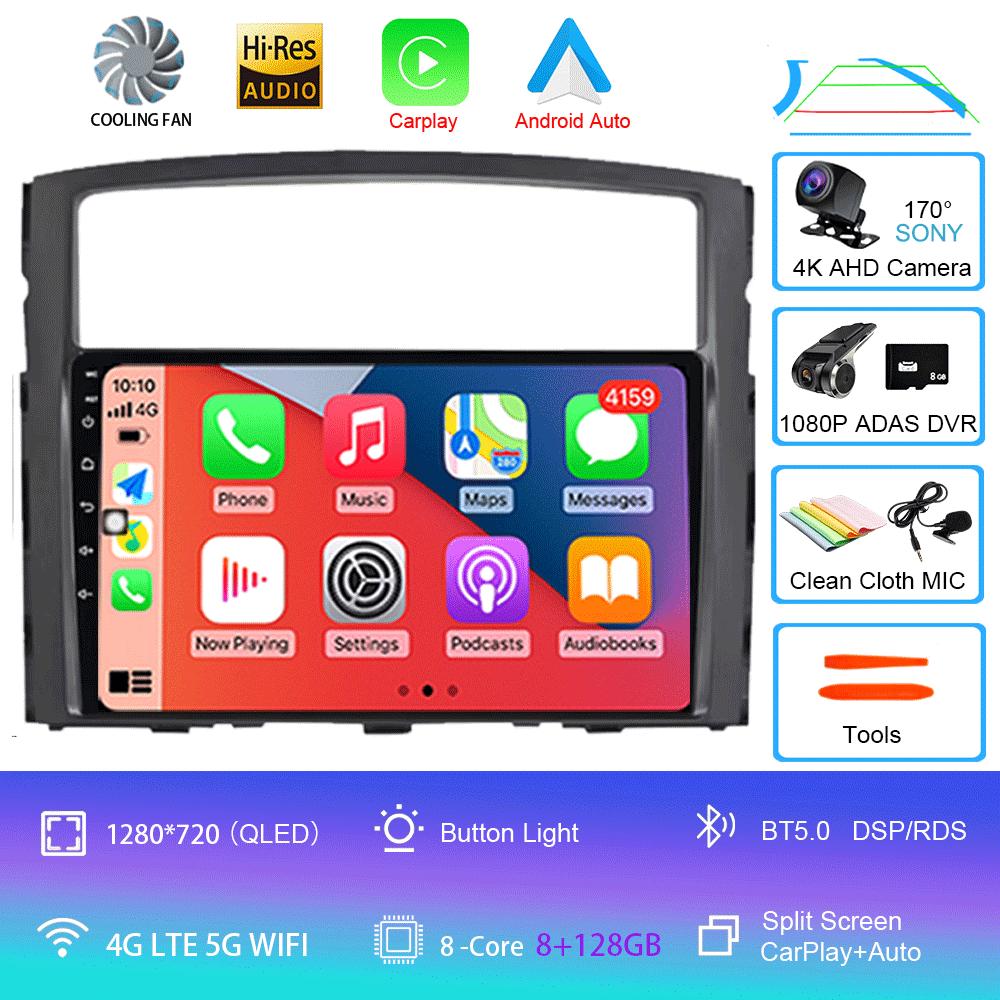 For Mitsubishi Pajero 4 V80 V90 2006-2014 8 Core 5G Car Radio Multimedia Video Player Android 14 2 Din Carplay Gsp QLED DSP