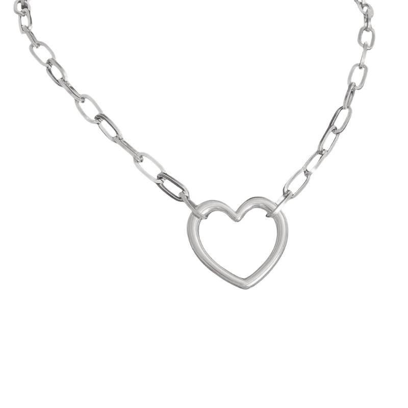 

Stylish Heart Shaped Pendant Necklace Featuring a Paperclip Chain Designs Chain Necklace Suitable for Everyday Wear 1