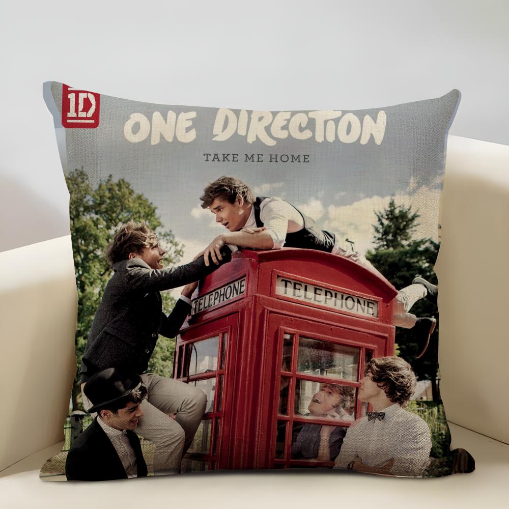 One D-D-Direction Album Cushion  Household Decoration Linen Sofa Cushion Cover: Skin-Friendly & Breathable with Invisible Zipper
