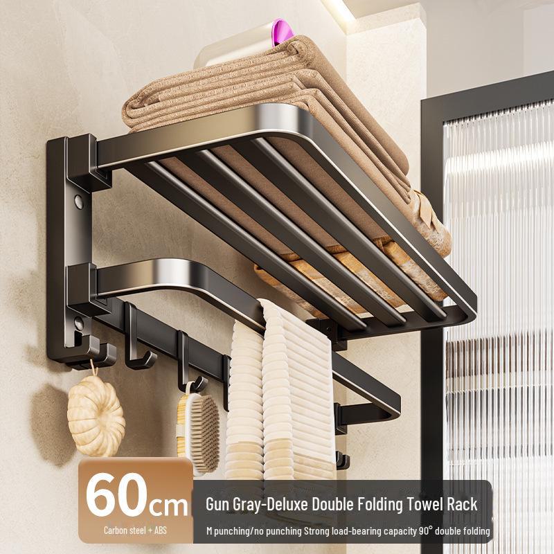 Punch-Free Bathroom Towel Rack and Shelf Kit