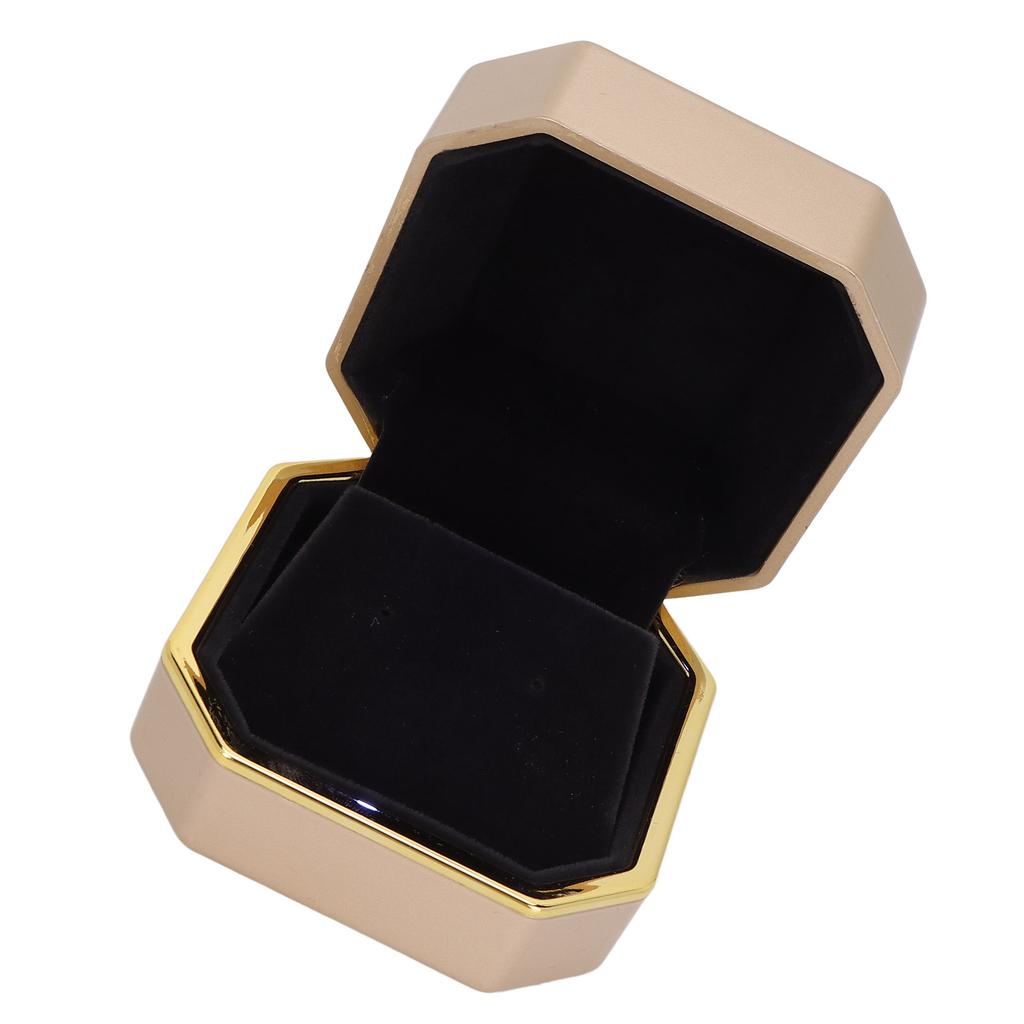 Ring Geschenkbox Elegant Schützend Kleine Schmuckaufbewahrung Display-Etui mit Licht für Antrag HochzeitGold