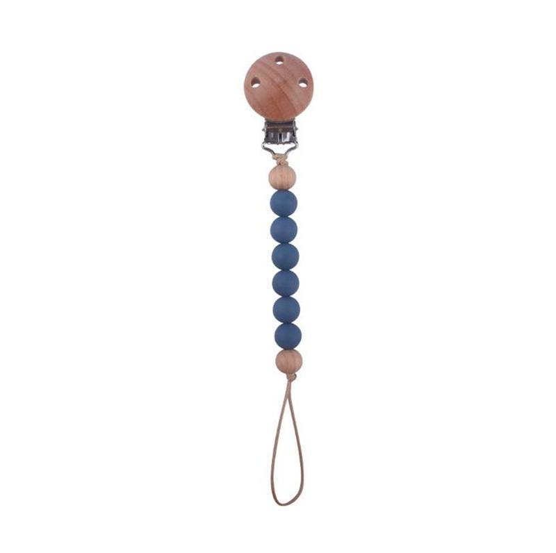 Beech Wood Chew Silicone Bead Pacifier Clips Dummy Chain Holder Newborn Soother Chains Nipple Holder Baby Teething Toys Gifts
