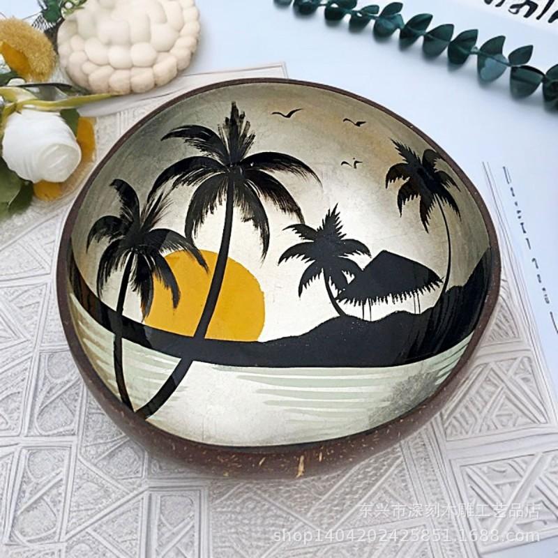 Vietnamese Coconut Shell Bowl Decorative Serving Dish Snacks Nuts Candy Home Decor Storage
