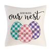 Happy Easter Cushion Cover Bunny Eggs Printed Pillow Cover Easter Rabbit Printed Pillowcase Home Decorative Throw Pillow Case