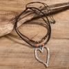 Sweet Cool Exaggerated Big Heart Necklace Metal Choker Velvet Collar Female