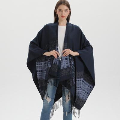 Autumn and Winter Solid Color Shawl Simple Thickened Tassel Imitation Cashmere Dual-purpose Scarf Cape Air-conditioned Room Blanket