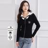 Spring Fashion Versatile Stretch Slim Fit Color Blocking Women's Cardigan