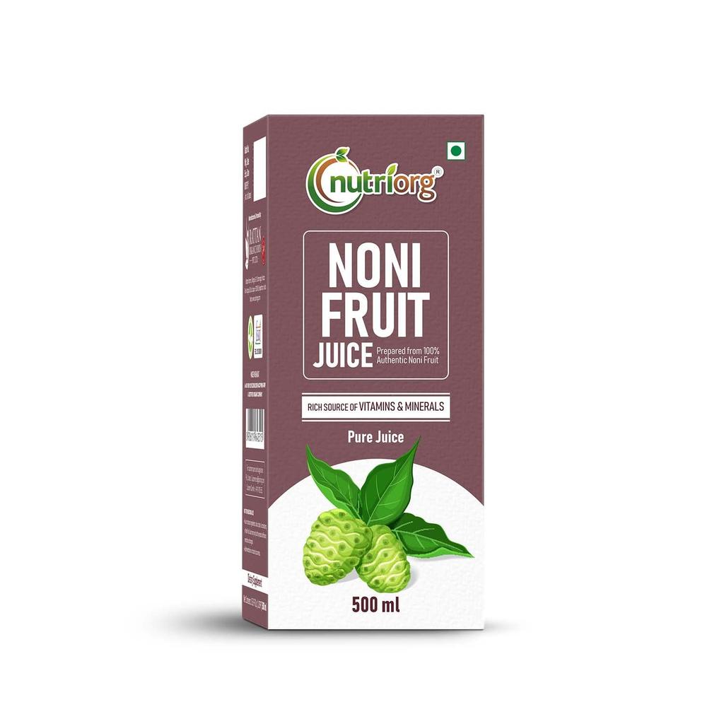 Nutriorg Noni Juice 500 ml, 97% Noni Fruit, Garcinia, Grape & Ashwagandha,Rich in Antioxidants, Boosts Immunity, Energy & Natural Detoxifier, Imp