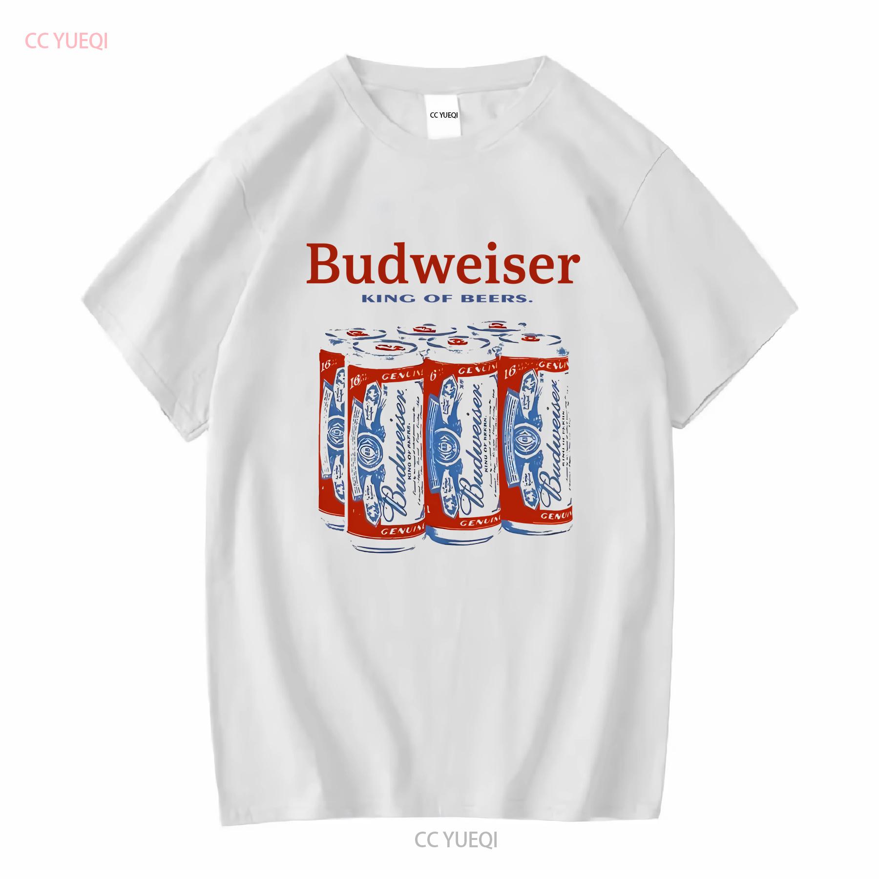 

Нове пиво Budweiser Bud 6 упаковок Класичний логотип Біла чоловіча вінтажна футболка з довгими рукавами вінтажна Випрана вулична мода Унісекс S