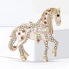 Alloy Multicolor Horse Brooch Rhinestone Inlaid Standing Horse Brooch Lapel Pin Zodiac Year Animal Brooch for Men Women Clothing Accessories