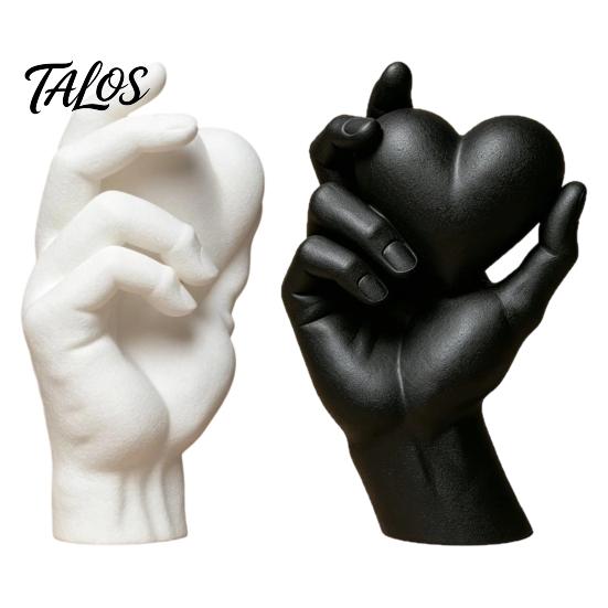 Decorazione Casa Bianco Nero Mano che Tiene Cuore Statuetta Stampata 3D, Scultura Minimalista Moderna per Scrivania, Centrotavola Romantico per