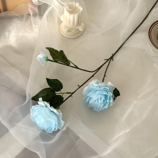 Nep Zijde Pioenroos Kunstbloem voor Vaas 25" Nep Pioenroos Takken met 2 Bloemen En 1 Knop voor Doe-het-zelf Bruidsboeket Bruidsdouche Huis Tafel