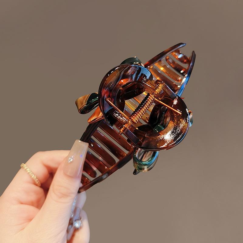 1pc Enamel Oil Painting Bow Shark Clip Temperament High-end Back of the Head Disc Hair Hair Clip Acrylic Clip Clip