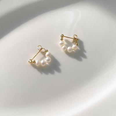 Lenlover Chaîne Nettoyage Boucles d'oreilles Minimalistes Ensemble Perles Perle Femmes