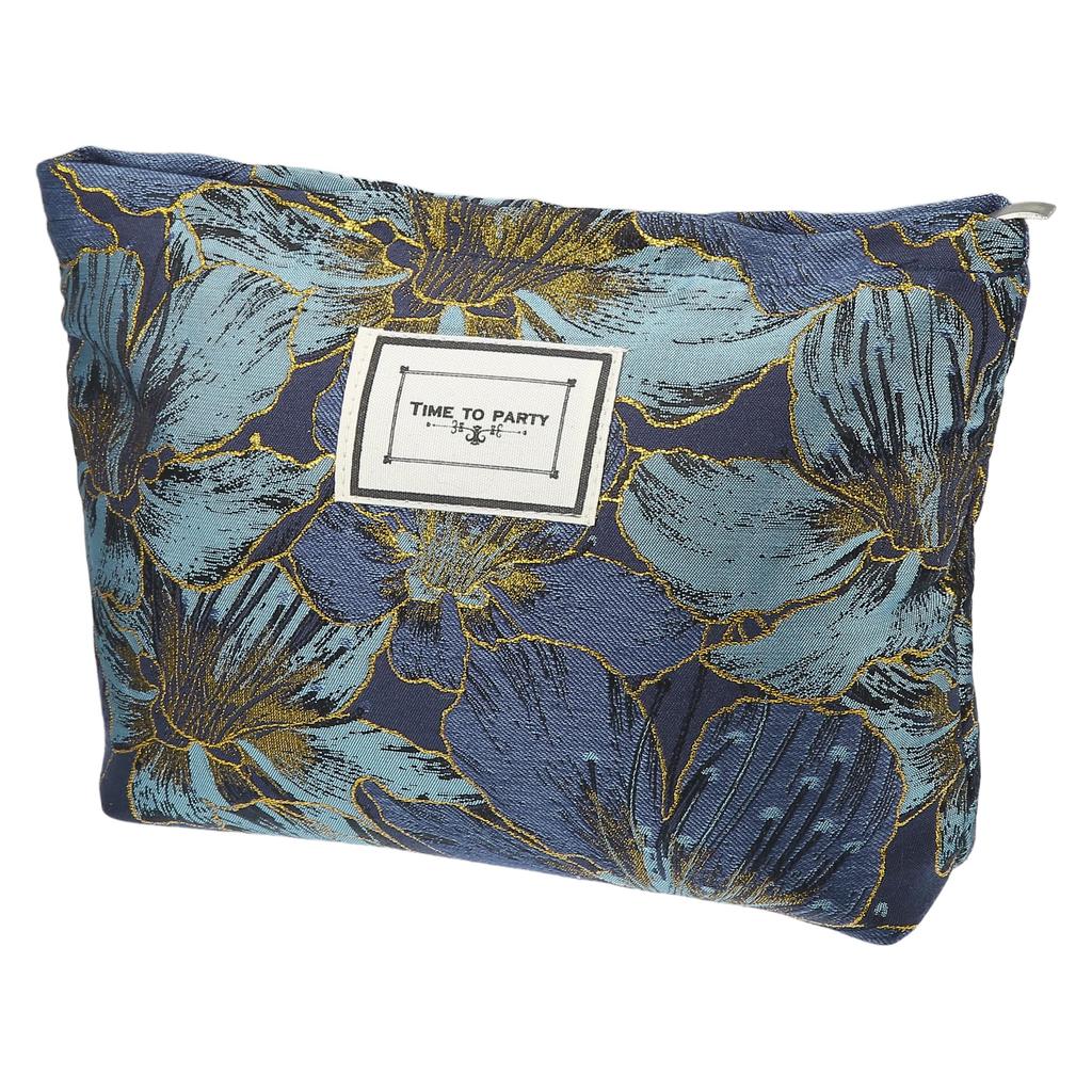 VOCOSTE Canvas Cosmetic Large for Coin and Deep Blue Pouch, Capacity, Women, Purse, Foundation, Lipstick, Brushes,