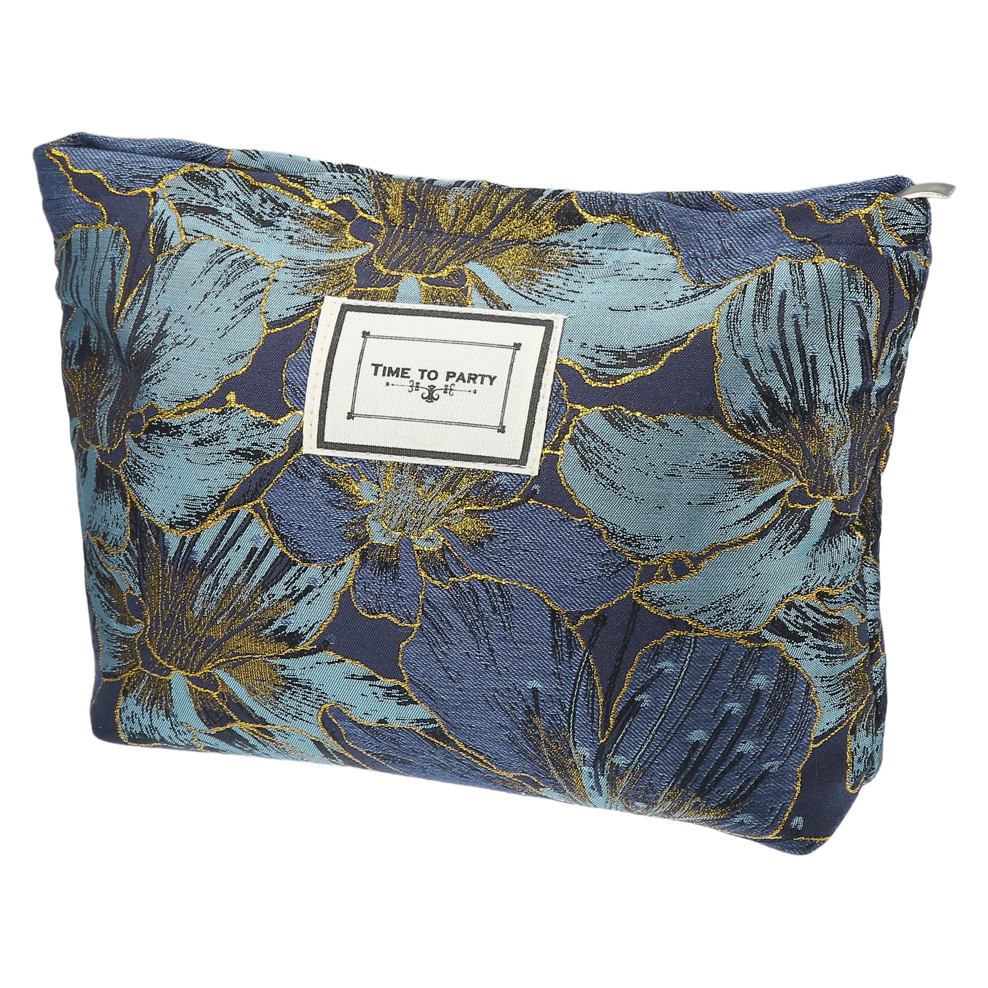 

VOCOSTE Canvas Cosmetic Large for Coin and Deep Blue Pouch, Capacity, Women, Purse, Foundation, Lipstick, Brushes, синий