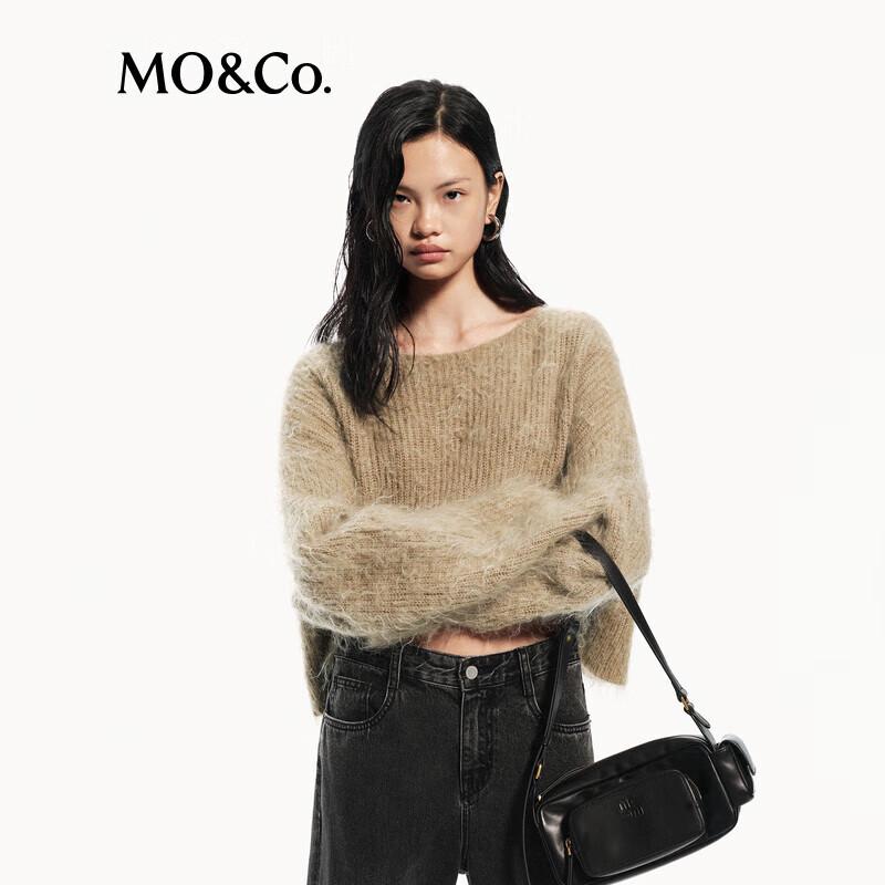 MO&Co. Autumn Hand-Brushed Mohair Wool Blend Loose Sweater