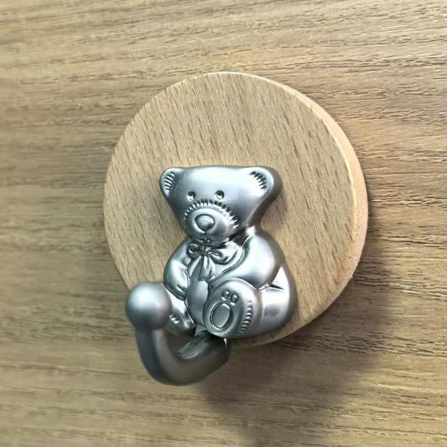 Solid Wood Walnut Door Hook - Punch-Free Adhesive Wall Hanger