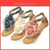 Sandálias de Praia Planas Bohemia Florais Elegantes para Mulheres em Cores Vibrantes de Verão Eu35-42