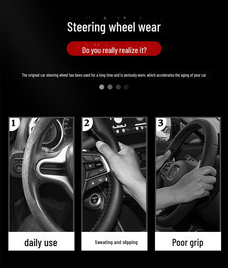 3D Embossed Leather Steering Wheel Cover for BYD Qin, Han, Tang, Song, Yuan, E2, Destroyer, Dolphin Models.