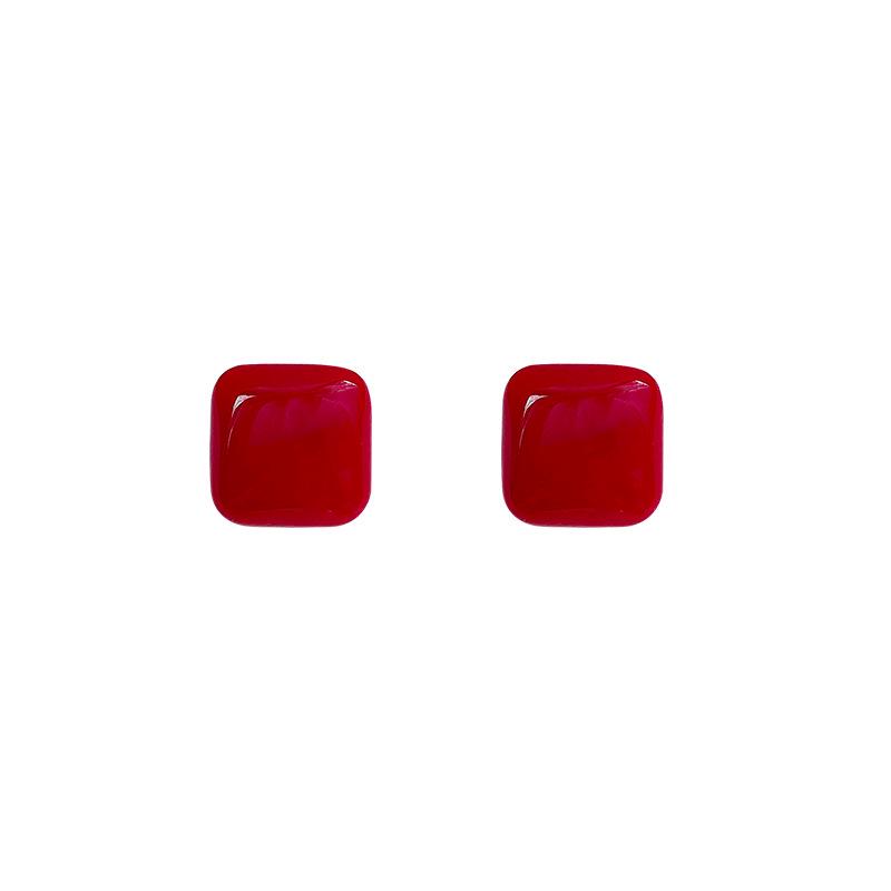Ankola Red Geometric Earrings: Trendy, High-End Autumn/Winter Style for Women