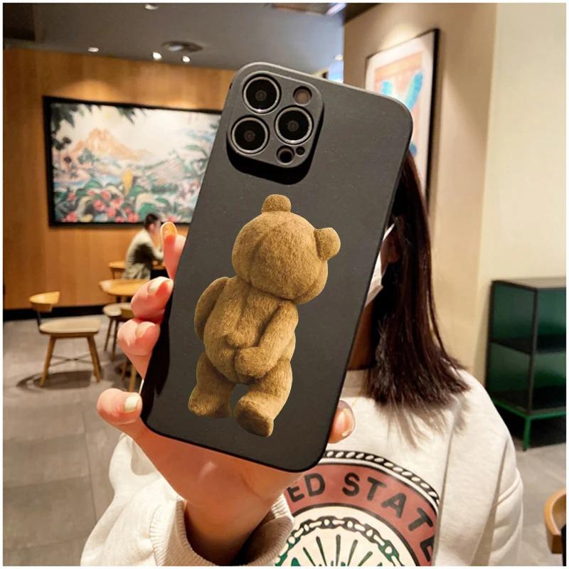 Teddybär Handyhülle Für iPhone 11 12 13 14 15 16 Pro Max Plus Mini 7 8 SE X XS XR Weiche Silikonhülle Abdeckung