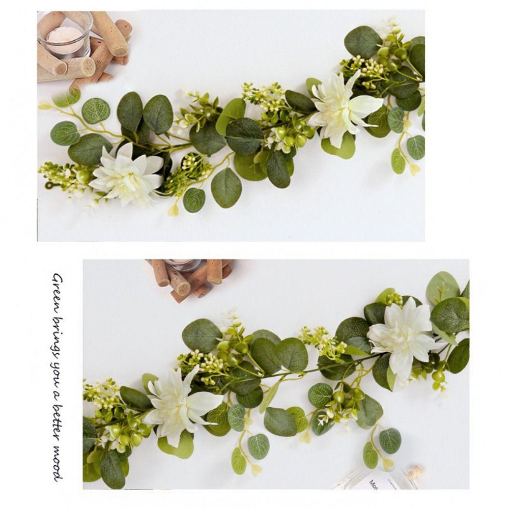 Multicolor Artificial Dahlia Flower Vine DIY Gypsophila Ornament Lifelike Eucalyptus Leaves Silk Accessories Plant Wall