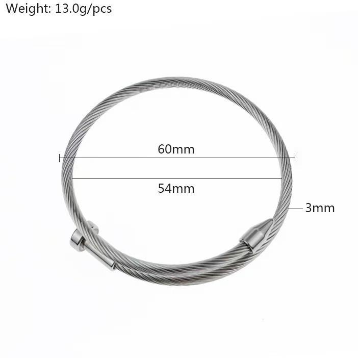 Регулируемый браслет-гвоздь из нержавеющей стали с покрытием из 18-каратного золота, спиральный трос