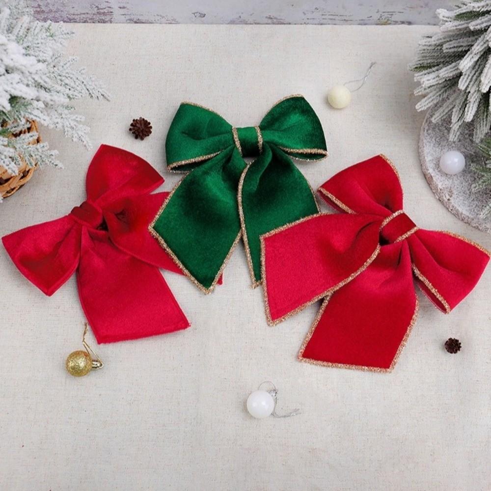 New Flannel Christmas Bow Tie Red Green Handcrafted Christmas Tree Decorations Christmas Bowknot Holiday Decoration