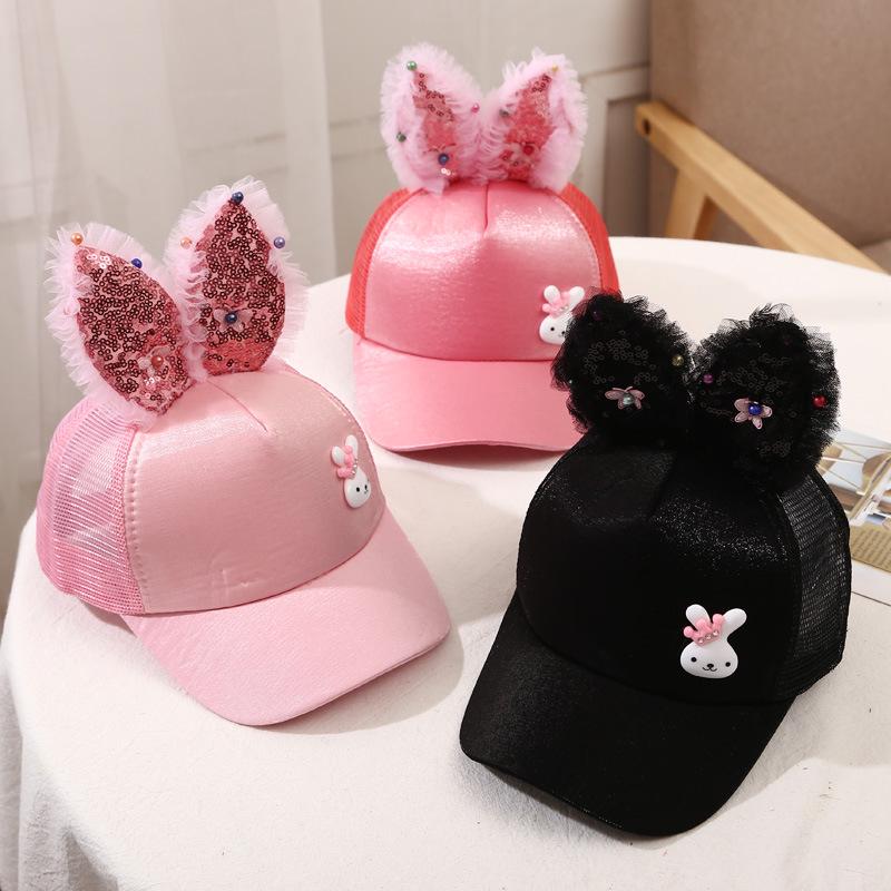 Cappello estivo traspirante in rete per bambini con visiera a becco d'anatra e protezione solare da principessa
