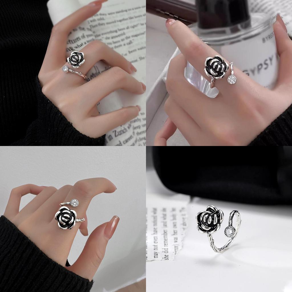 Einzigartiger Vintage Kamelienring für Damen Stilvolles Verstellbares Offener Finger Modeaccessoire