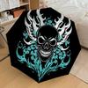 1PC Skull Flames Automatic Folding Umbrella - Compact 8-Rib Design, Durable Plastic & Iron, Lightweight for Outdoor Daily Use, Festive Gift021