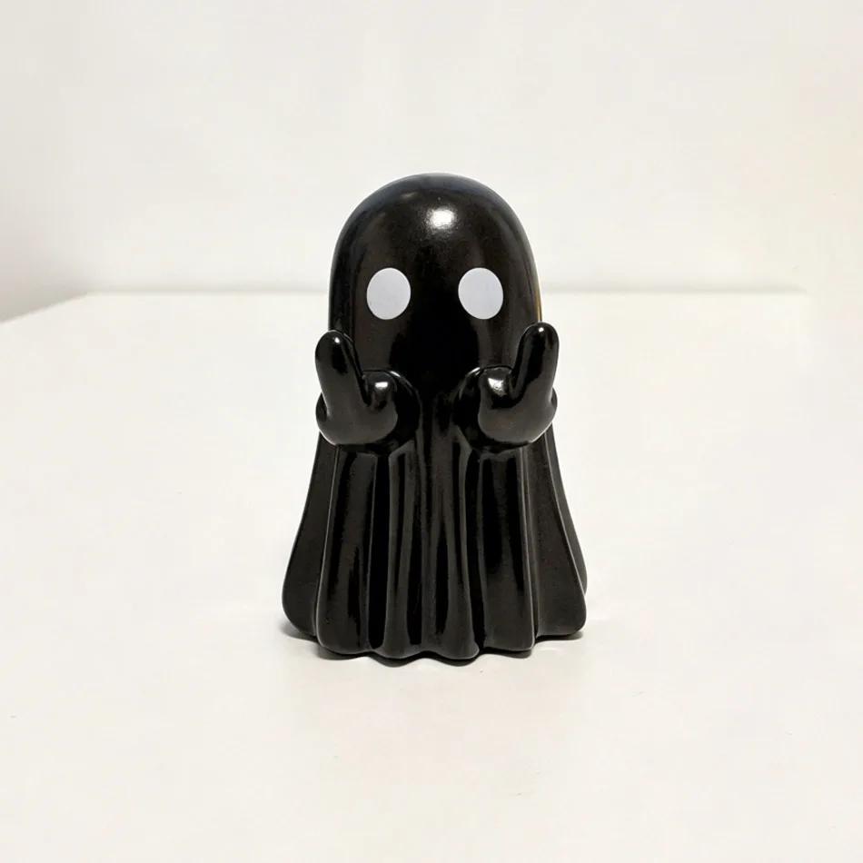 8cm PVC Black  White Ghost Figurine, Halloween Decor Ornament, Cute Mini Ghost, Spooky Holiday Gift Toy