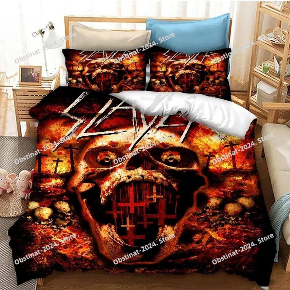 Slayer Heavy Metal Müzik Grubu Yorgan Yatak Takımı, Yorgan Kılıfı Yatak Takımı Yorgan Kılıfı Yastık Kılıfı, King Queen Boy Yatak Takımı Çocuklar