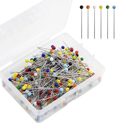 100 pezzi/scatola spilli colorati con testa rotonda in vetro, aghi di posizionamento a spinta dritta, accessori per cucire per sartoria, strumenti fai da te