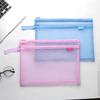 A4 Simple Transparent Mesh Document Bag Information Storage Student Examination Mesh Zipper Bag Stationery File Folders