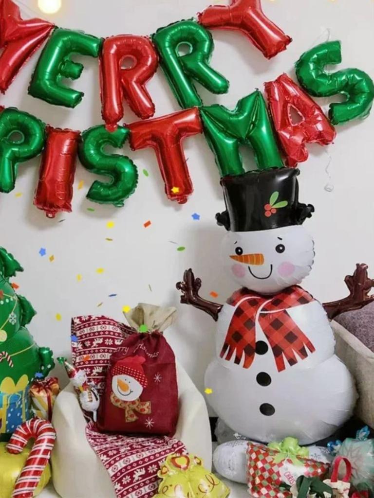 Velká nafukovací koule se sněhulákem, 1 kus, pro novoroční dekoraci.