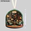 Ciondolo Scena Vintage Libreria in Acrilico per Amanti dei Libri Decorazione Stanza Accessorio Zaino Portachiavi Regali Stagione Ritorno a Scuola