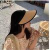 New Summer Sun Protection Hat UV Headband Straw Woven Empty Top Big Brim Showing Face Small Straw Hat