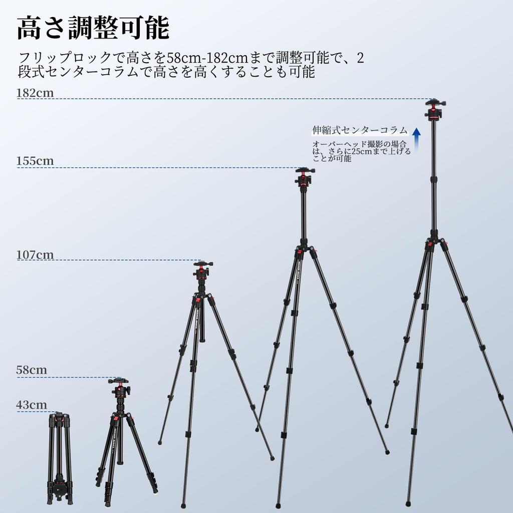 NEEWER BASICS Camera Travel Portable DSLR Camera Stand with Ball QR iPhone for Video Maximum Load TP14 Tripod, Tripod, 182cm, Compact, Lightweight,