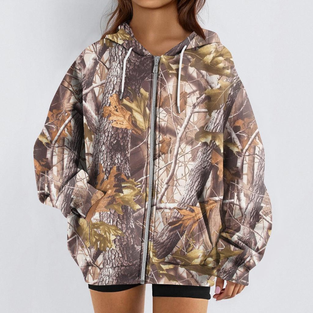 Women's Fashion Casual Halloween Printed Sweatshirt Long Sleeve With Pocket Cardigan Jacket Zipper Hoodie Coat