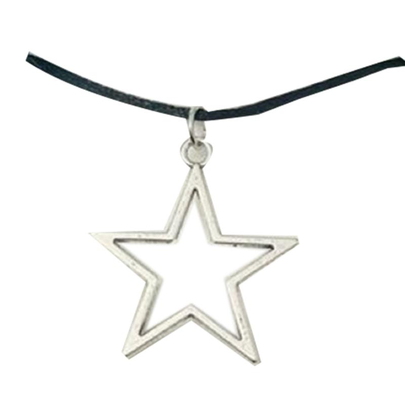 Y2K Star Pendant Necklace Wax Chain Choker Necklace for Men Women Fashionable Hollow Star Pendant Necklace Jewelry Gift