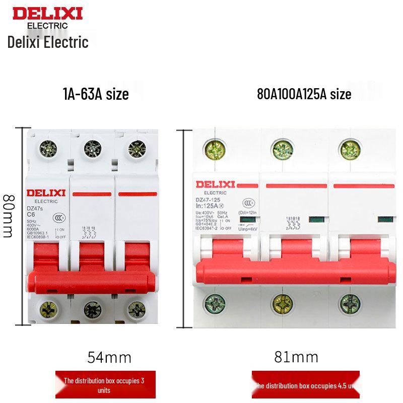 Delixi DZ47s 3P 380V D Type Three-Phase Miniature Air Circuit Breaker for Industrial Use