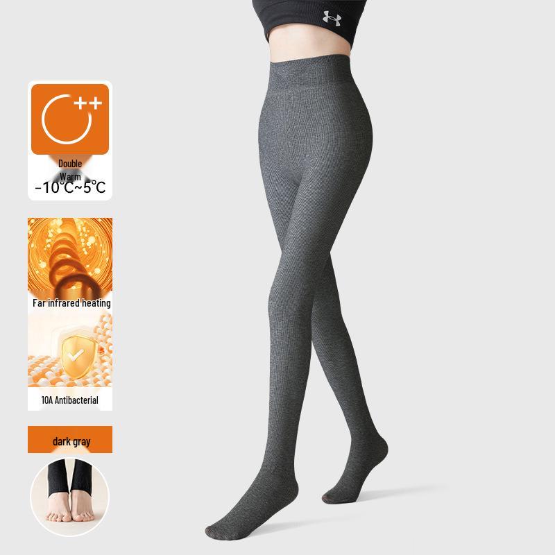 Women's Black Pressure Socks with Fleece: Thick, Micro-Pressure, Non-Slip Footed Pantyhose for Spring, Autumn, Winter