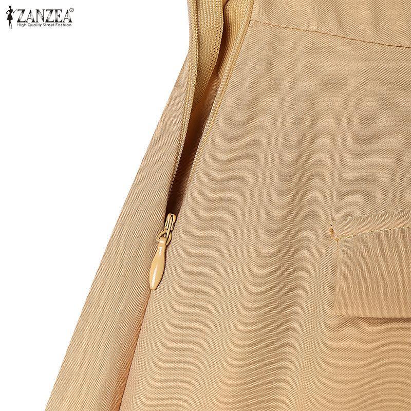 ZANZEA Women Casual Square Collar Long Sleeve Elegant Long Dress